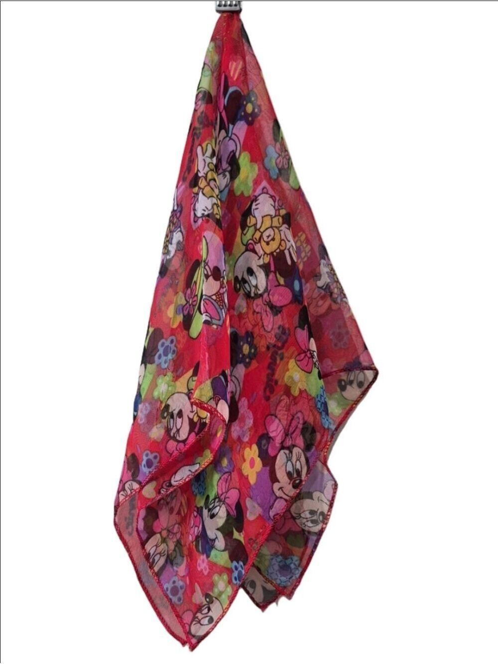 Disney Minnie Mouse Red Sheer Scarf Neckerchief 20x20"